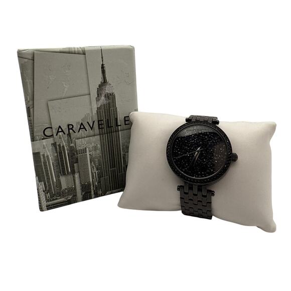 Caravelle by Bulova Bracelet Watch Modern 45L171 Black Pavé Stainless Steel - Picture 3 of 15